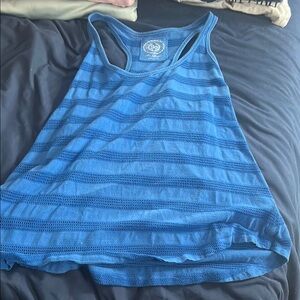 Blue Sleeveless Striped Tank Top